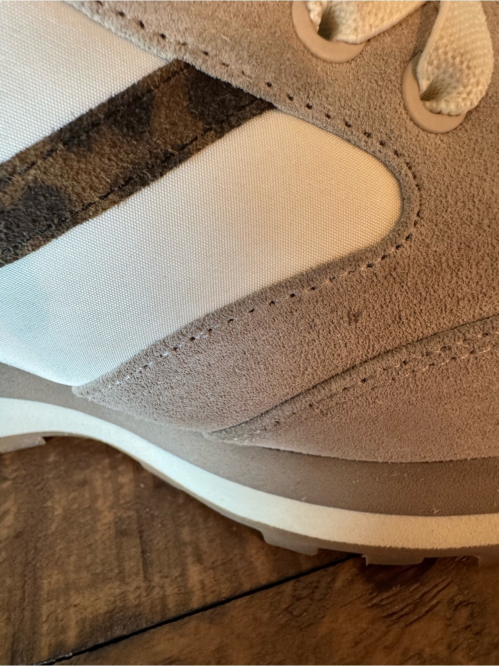 Veronica Beard Valentina Beige, White & Brown Suede Leopard-Accent Sneakers - Picture 13 of 13